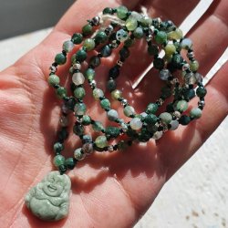 Moss agate Mini sten Buddha S luksus boheme mala