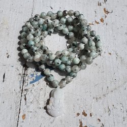 Kiwi Jaspis Light sten guanyin luksus boheme mala