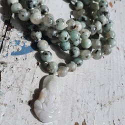 Kiwi Jaspis Light sten guanyin luksus boheme mala