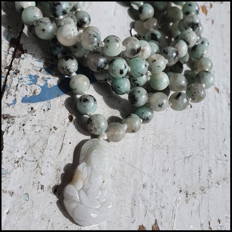 Kiwi Jaspis Light sten guanyin luksus boheme mala