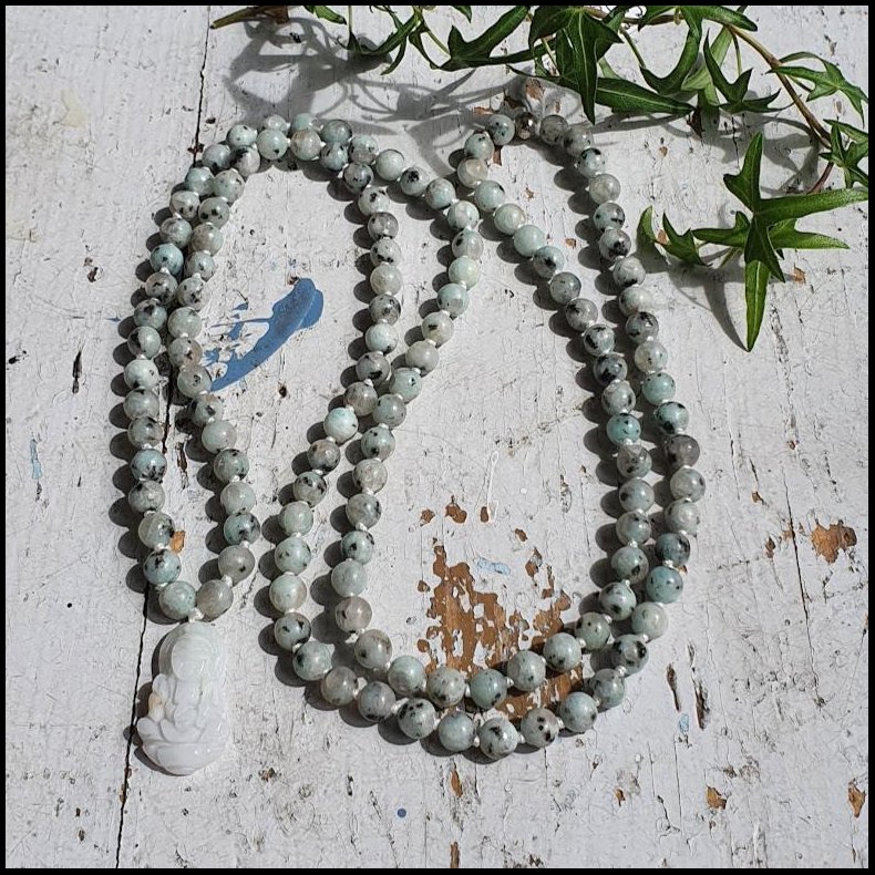 Kiwi Jaspis Light sten guanyin luksus boheme mala