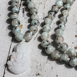 Kiwi Jaspis Light sten guanyin luksus boheme mala